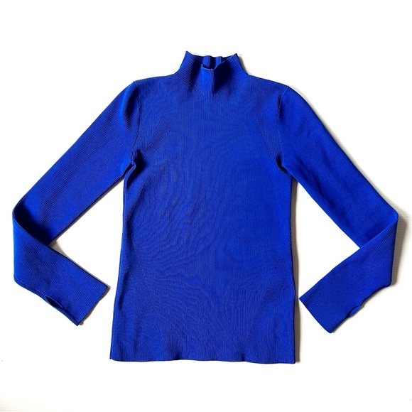 Helmut Lang Royal Blue Mock Neck Thumb hole Sweater Size M - Picture 1 of 11